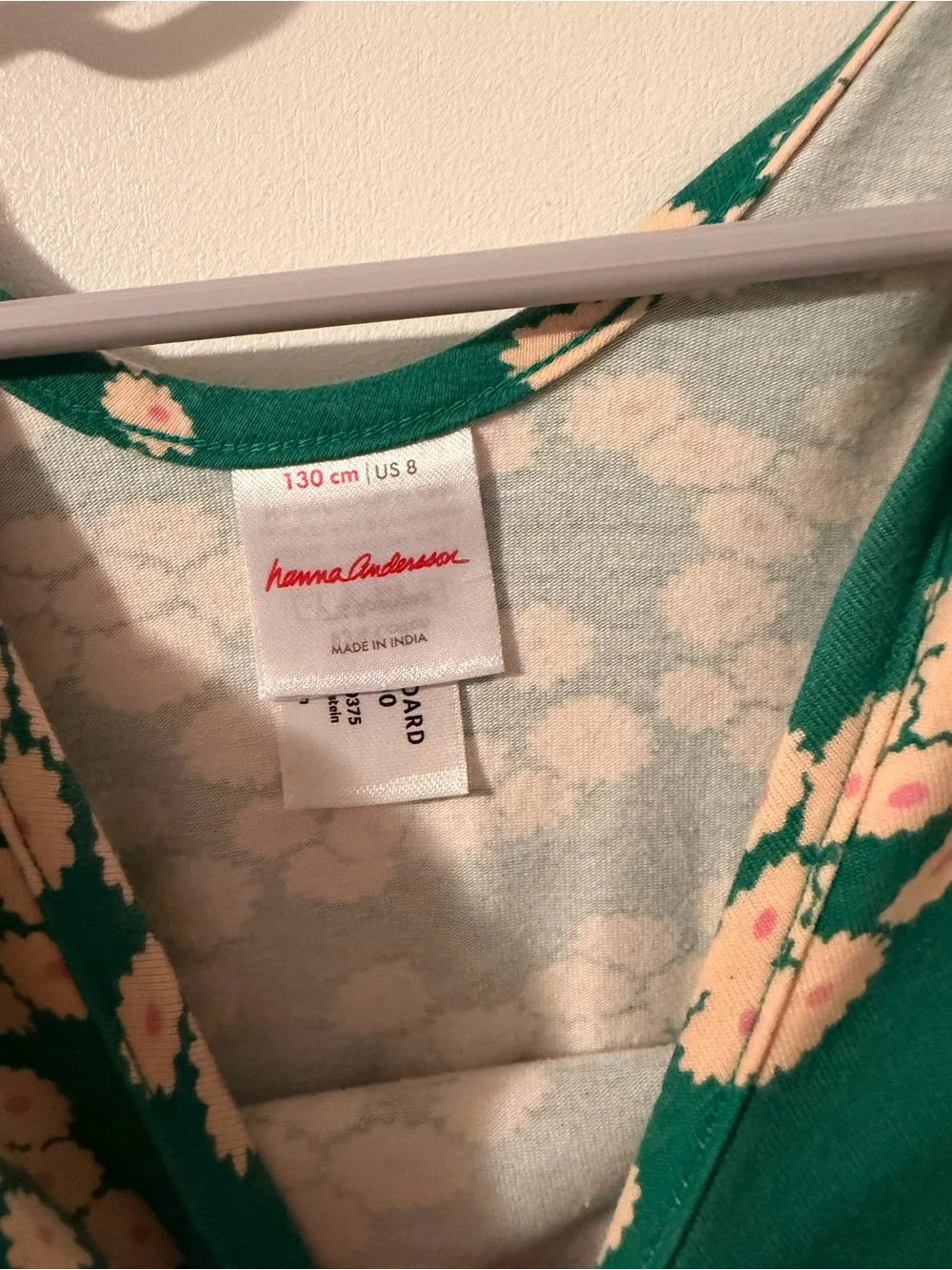Hanna Andersson Green Floral 3/4 Sleeve Dress — Size 8 / 130